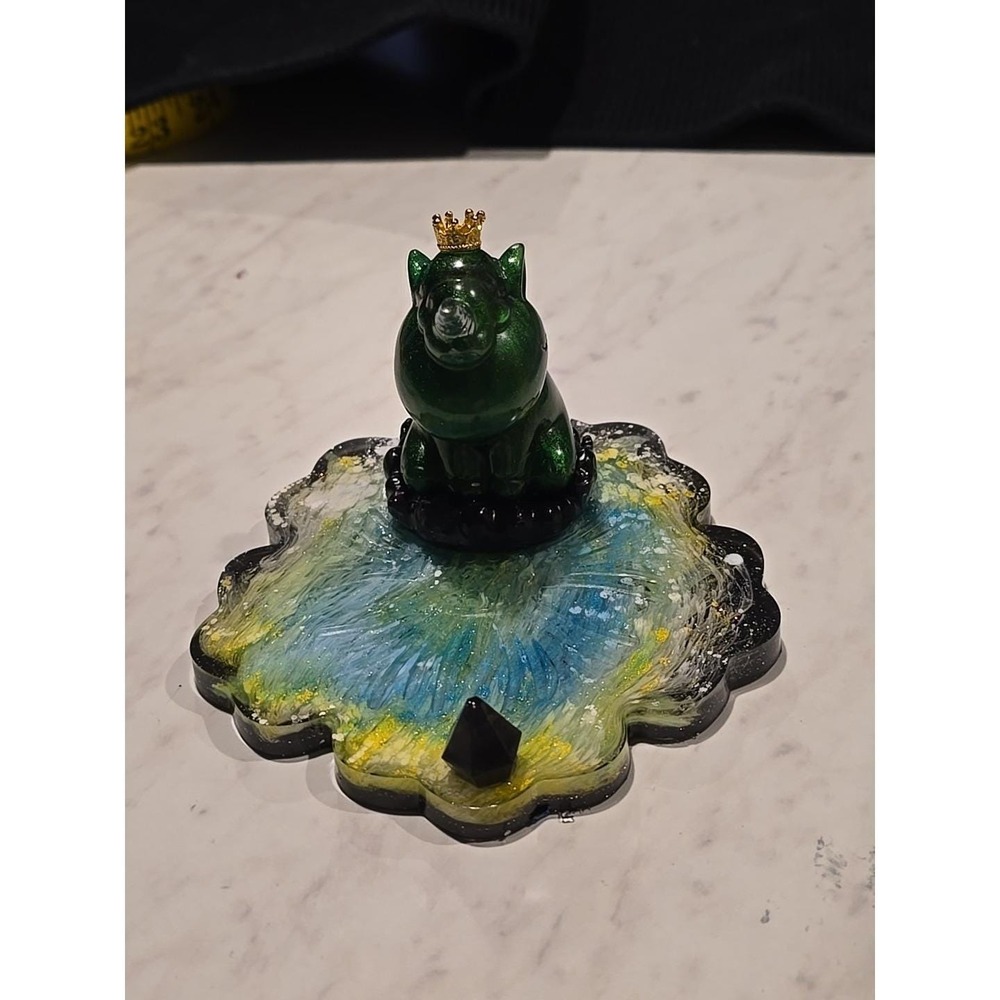 Handmade Resin Cell Phone Holder Green Black Yellow Unicorn‎  741